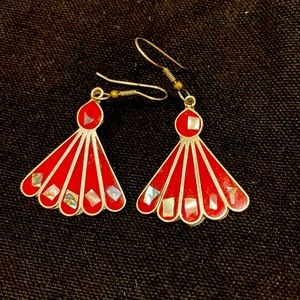 Vintage Red Cloisonné Earrings